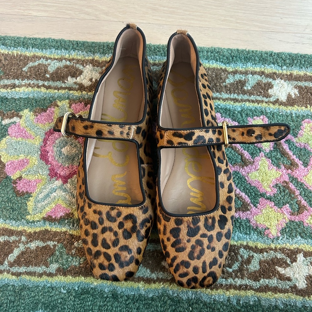 Sam Edelman Leopard Print Mary Jane Flats - Brown & Black